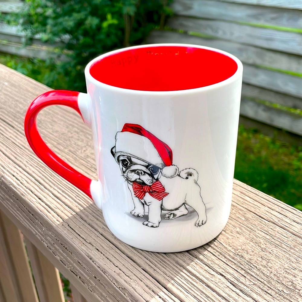 Happy Pawlidays pug mug